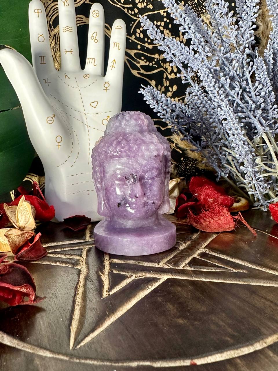 Lepidolite Buddha Heads #2