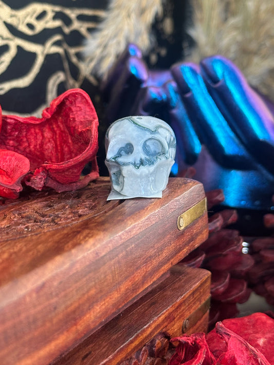 Moss Agate Skull #3