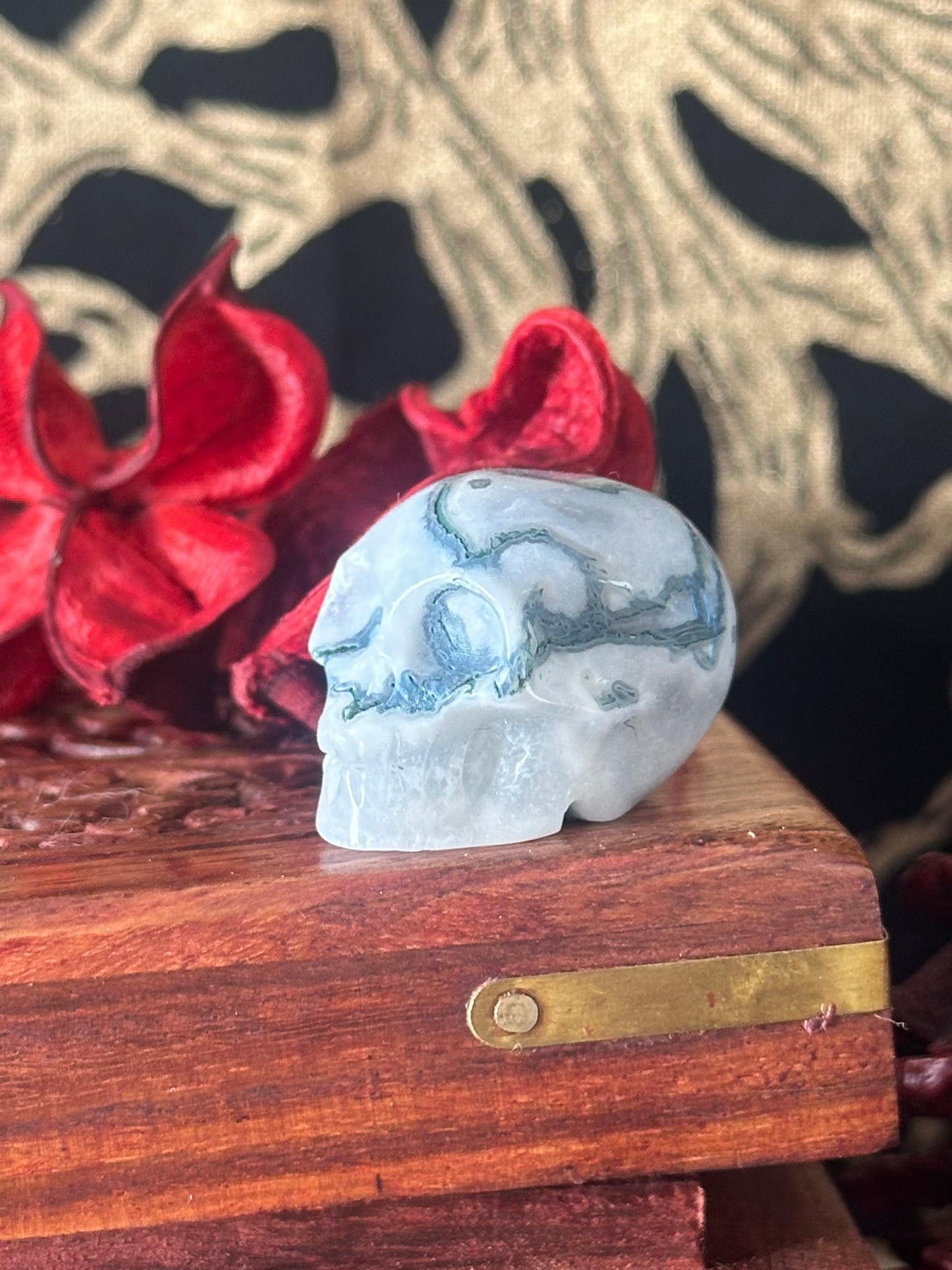 Moss Agate Skull #3