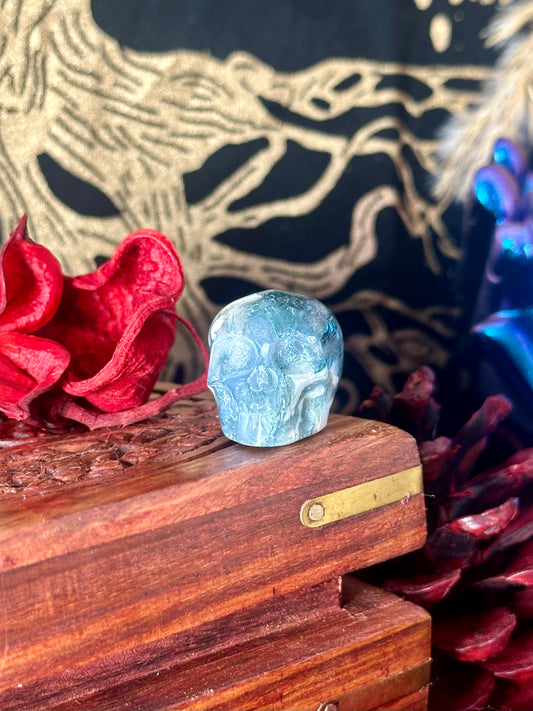 Moss Agate Skull #1