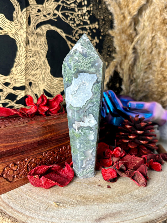 Moss Agate Wand #1